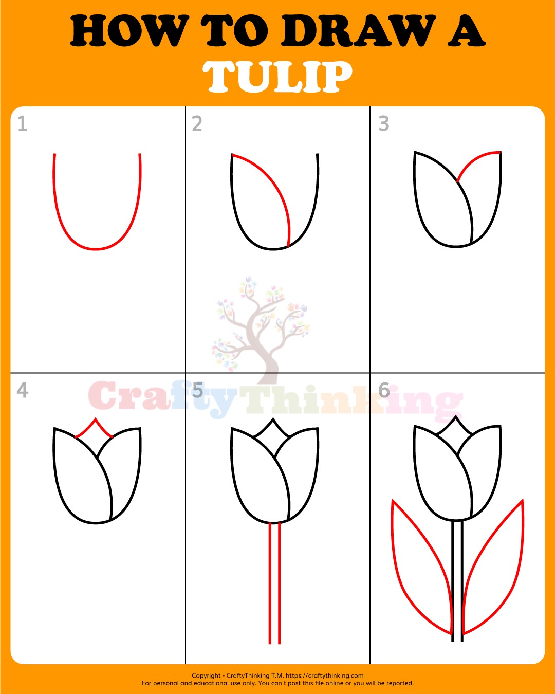 How To Draw A Tulip (Step by Step) CraftyThinking