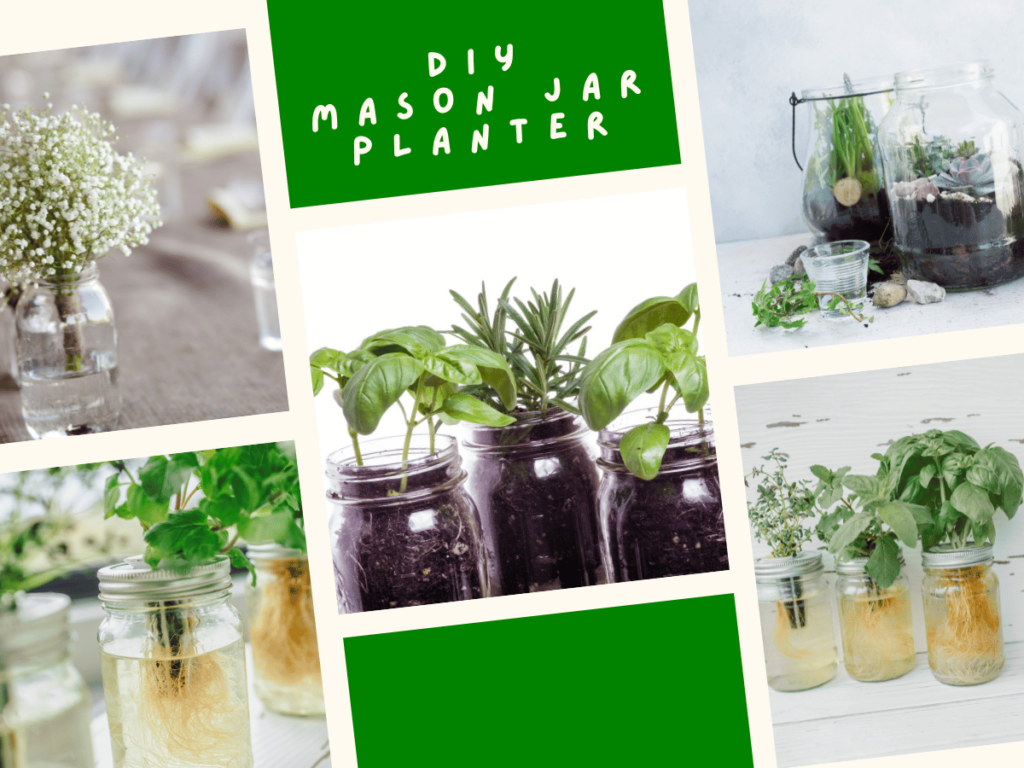 1. Easy DIY Mason Jar Planter