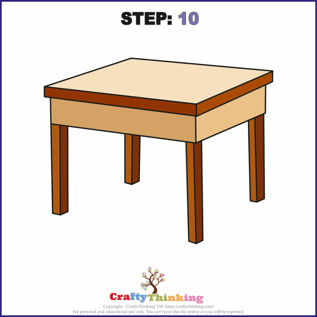 How to Draw a Desk Step by Step with Free Desk Template - CraftyThinking