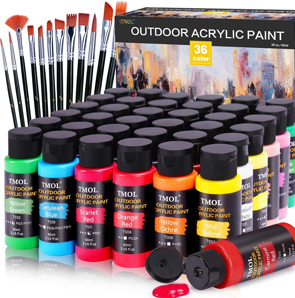 Acrylic Paint Set, 36 Colors Outdoor Paint