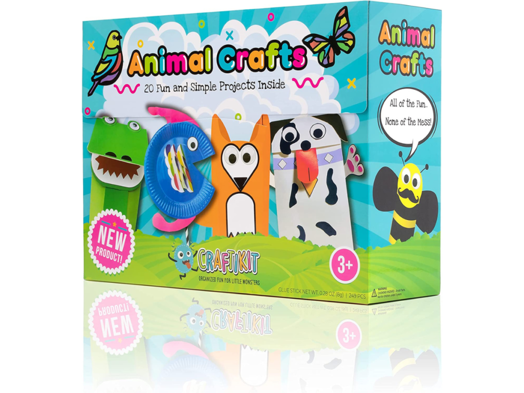 Craftikit Arts and Crafts for Kids - 20 Award-Winning All-Inclusive Fun Toddler Craft Box for Kids - Organized Art Supplies for Kids Ages 3-8 - Animal-Themed Kids Craft Kits
