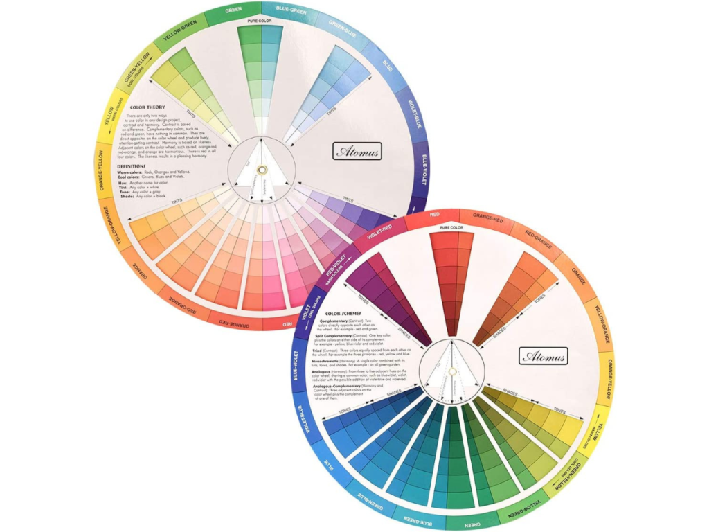 Creative Color Wheel, Paint Mixing Learning Guide Art Class Teaching Tool for Makeup Blending Board Chart Color Mixed Guide Mix Colours (9.25inch)
