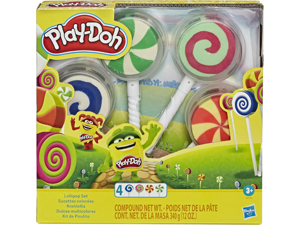 Play-Doh Lollipop 4-Pack of Pretend Play Candy Molds Filled with 3 Ounces of Non-Toxic Modeling Compound for Kids 3 Years and Up