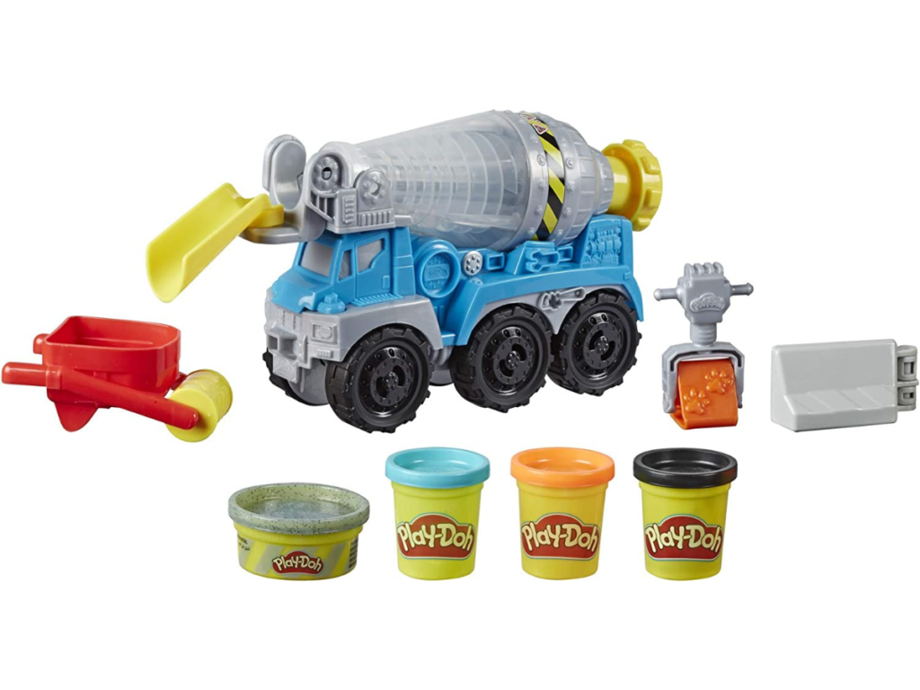 Play-Doh Wheels Cement Truck Toy for Kids Ages 3 and Up with Non-Toxic Cement-Colored Buildin' Compound Plus 3 Colors & Bulk Winter Colors 12-Pack of Non-Toxic Modeling Compound, 4-Ounce Cans